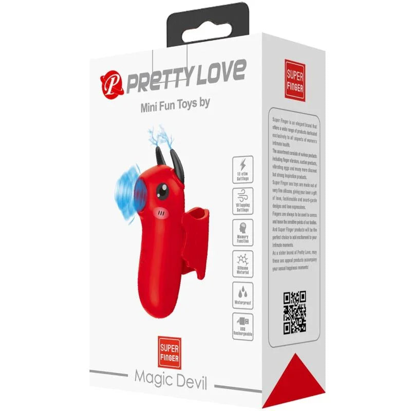 Caja del estimulador PRETTY LOVE con conejo rojo y texto informativo