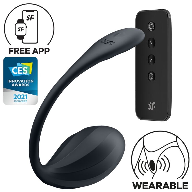 SATISFYER - RIBBED PETAL ESTIMULADOR PUNTO G CONTROL REMOTO NEGRO APP GRATUITA - Noctiva