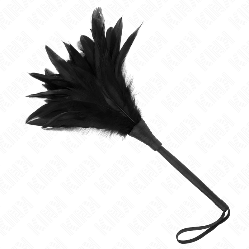 KINK - PLUMAS DE POLLO PARA COSQUILLAS CON FORMA CUERNO DE CRIADA NEGRO 36 CM - Noctiva
