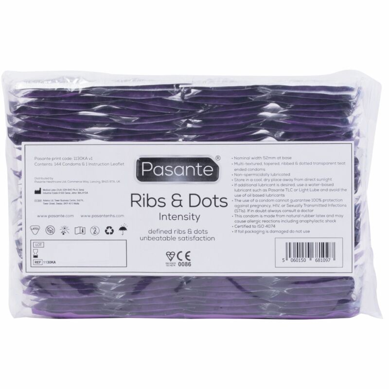 PASANTE - RIBS & DOTS PRESERVATIVOS INTENSITY 144 UNIDADES - Noctiva