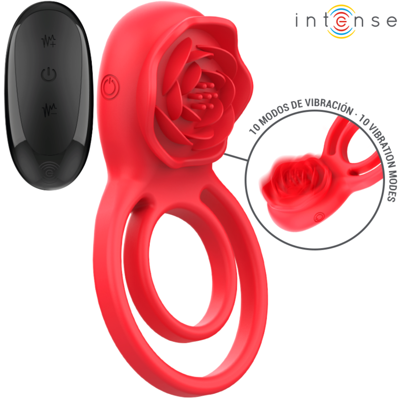 INTENSE - GAIL ROSA ESTIMULADORA 10 VIBRACIONES ROJO CONTROL REMOTO - Noctiva