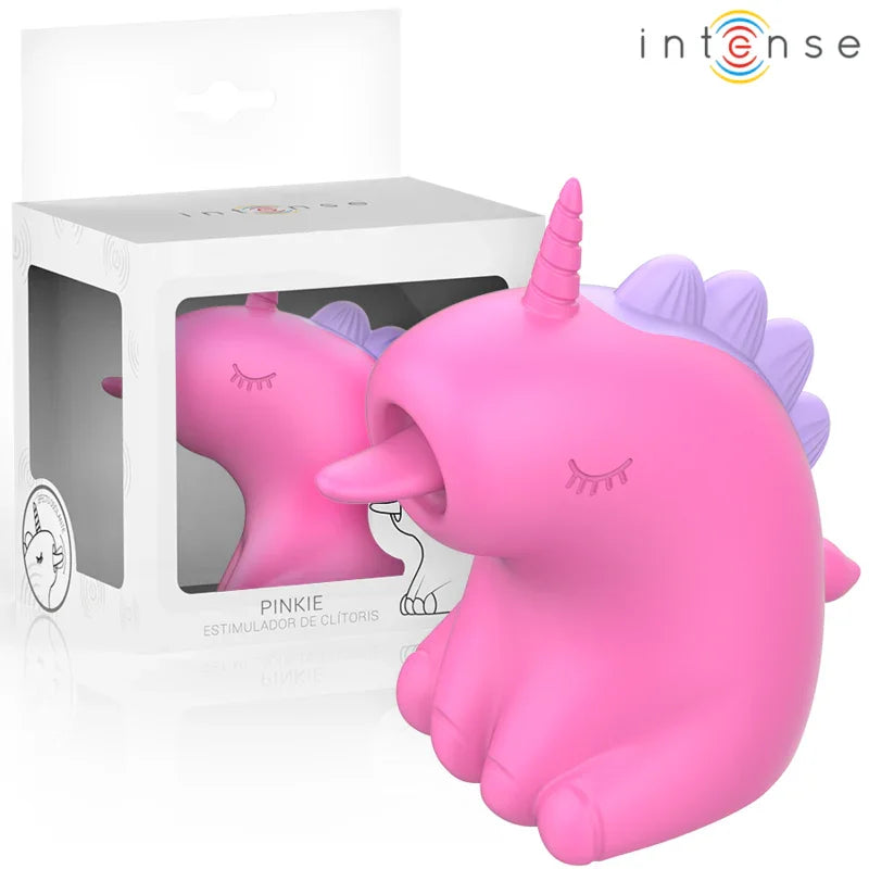 Estimulador Pinkie con forma de unicornio y lengua giratoria 360°