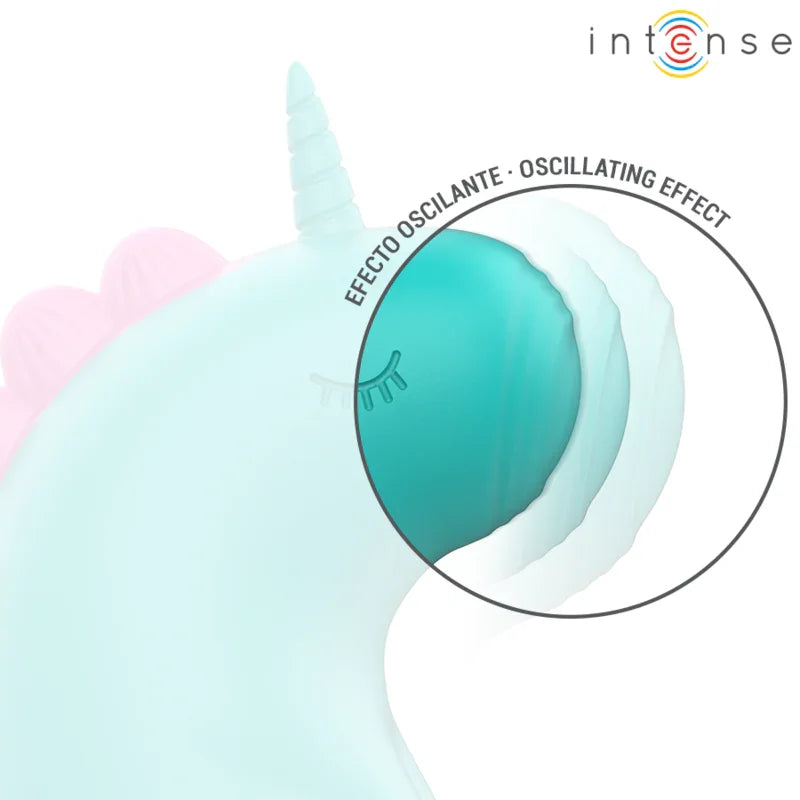 Estimulación de unicornio turquesa con efecto oscilante