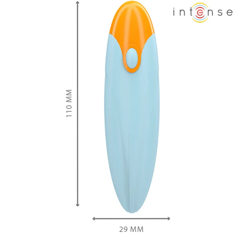 Bala vibradora INTENSE azul claro y naranja, medidas 110 mm