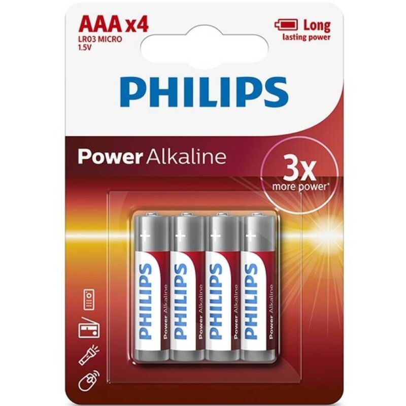 PHILIPS - POWER ALKALINE PILA AAA LR03 BLISTER*4 - Noctiva