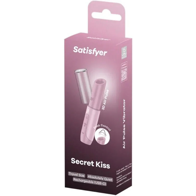 Caja SATISFYER Secret Kiss para estimulación de clítoris, tamaño de viaje y recargable