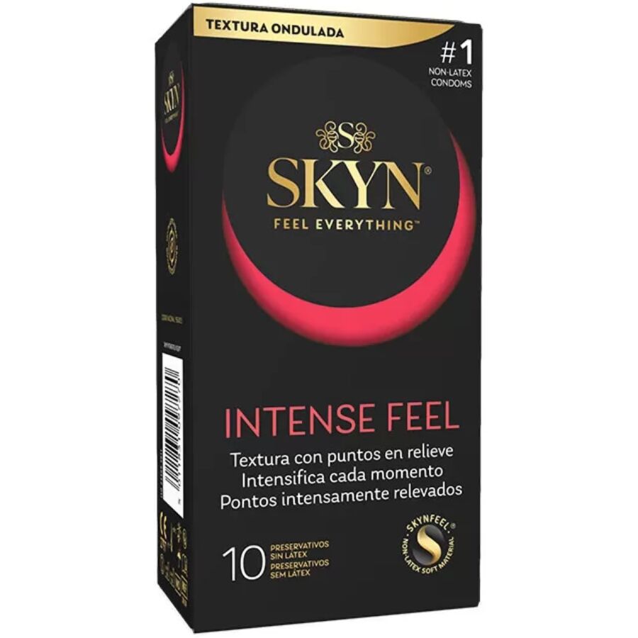 SKYN - PRESERVATIVO INTENSE FEEL TEXTURA CON DISEÑO ONDULADO 10 UNIDADES - Noctiva