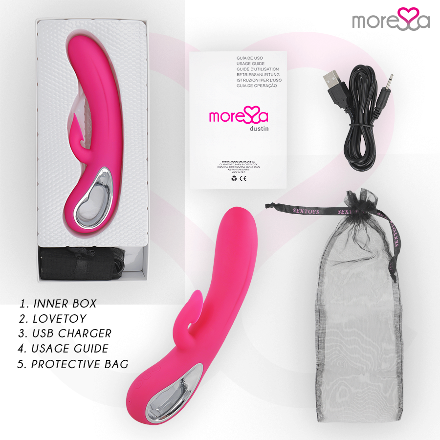 MORESSA - DUSTIN SUCCIONADOR CLITORIAL Y POTENTE VIBRACIÓN PREMIUM SILICONE RECARGABLE - Noctiva