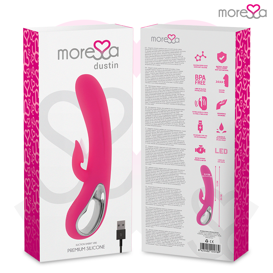 MORESSA - DUSTIN SUCCIONADOR CLITORIAL Y POTENTE VIBRACIÓN PREMIUM SILICONE RECARGABLE - Noctiva