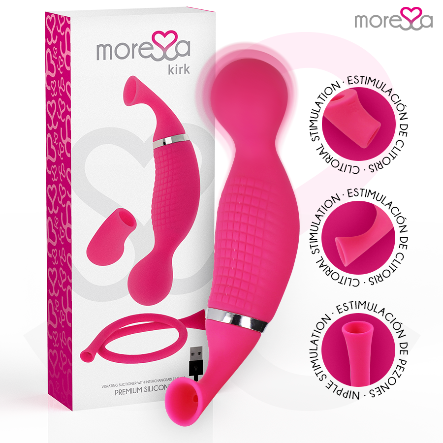 MORESSA - KIRK DUO SUCCIONADOR + MASAJEADOR MULTI PRESTACIONES PREMIUM SILICONE RECARGABLE - Noctiva