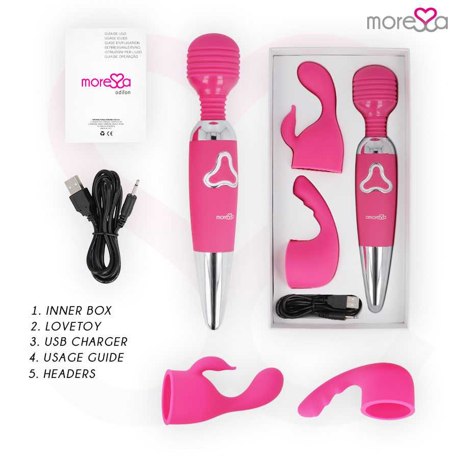 MORESSA - ODILON WAND POTENTE MOTOR MAS DOS CABEZALES PREMIUM SILICONE RECARGABLE - Noctiva