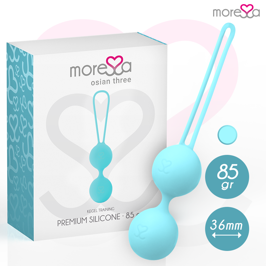MORESSA - OSIAN THREE ENTRENAMIENTO SUELO PELVICO 85 gr PREMIUM SILICONA TURQUESA - Noctiva