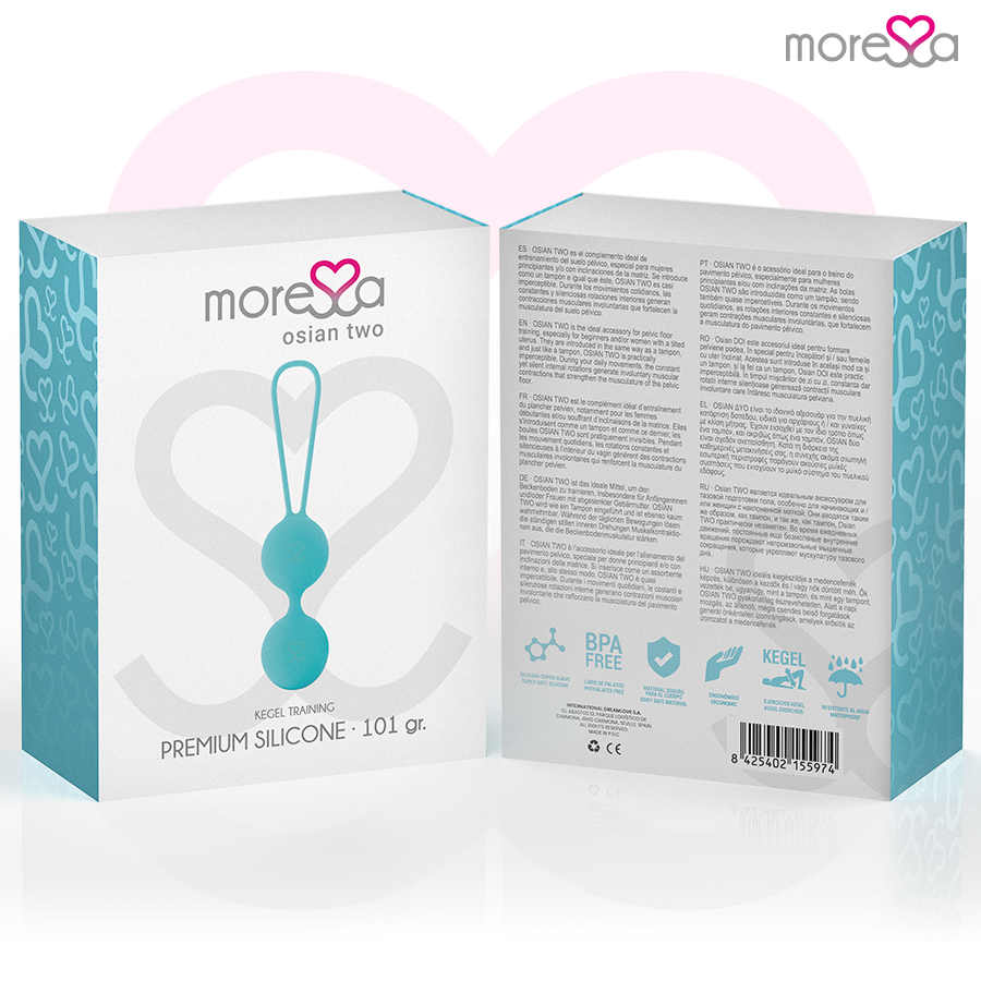 MORESSA - OSIAN TWO ENTRENAMIENTO SUELO PELVICO 101gr PREMIUM SILICONA TURQUESA - Noctiva