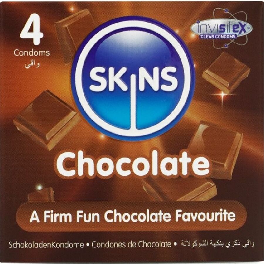 SKINS - PRESERVATIVOS PREMIUM SABOR CHOCOLATE PACK 4 - Noctiva