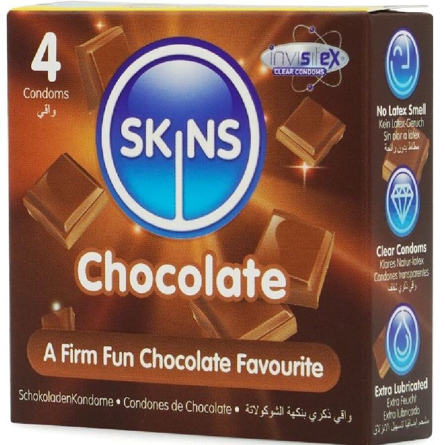 SKINS - PRESERVATIVOS PREMIUM SABOR CHOCOLATE PACK 4 - Noctiva