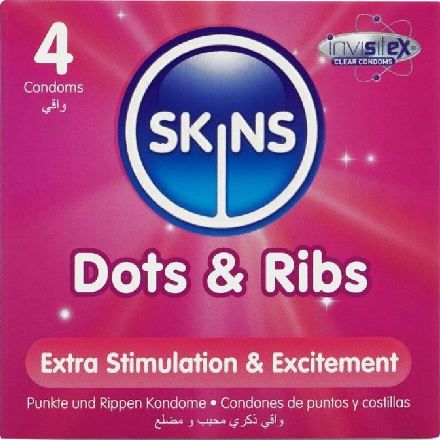 SKINS - DOTS & RIBS PRESERVATIVOS PREMIUM PACK 4 - Noctiva