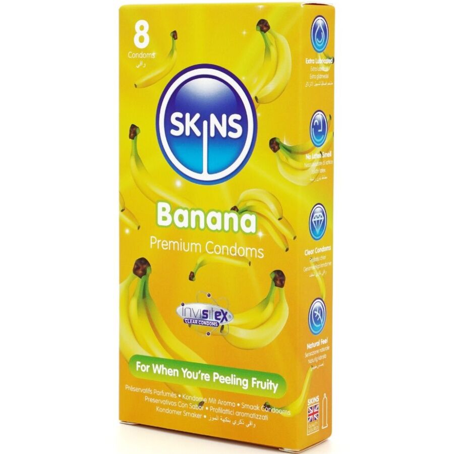SKINS - PRESERVATIVOS PREMIUM SABOR PLÁTANO PACK 8 - Noctiva