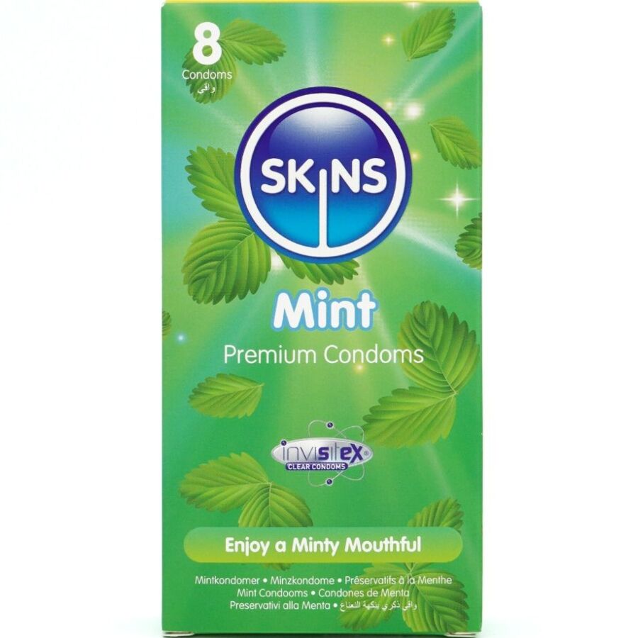 SKINS - PRESERVATIVOS PREMIUM SABOR MENTA PACK 8 - Noctiva