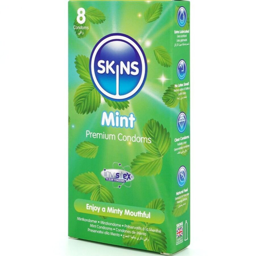 SKINS - PRESERVATIVOS PREMIUM SABOR MENTA PACK 8 - Noctiva