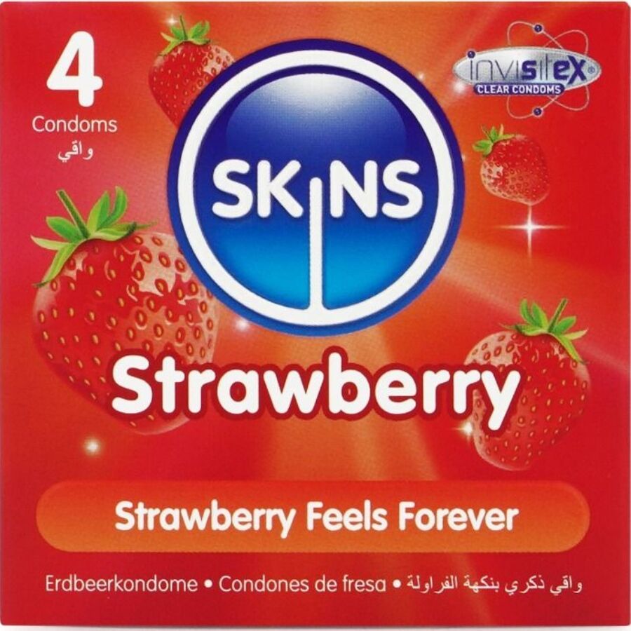 SKINS - PRESERVATIVOS PREMIUM SABOR FRESA PACK 4 - Noctiva