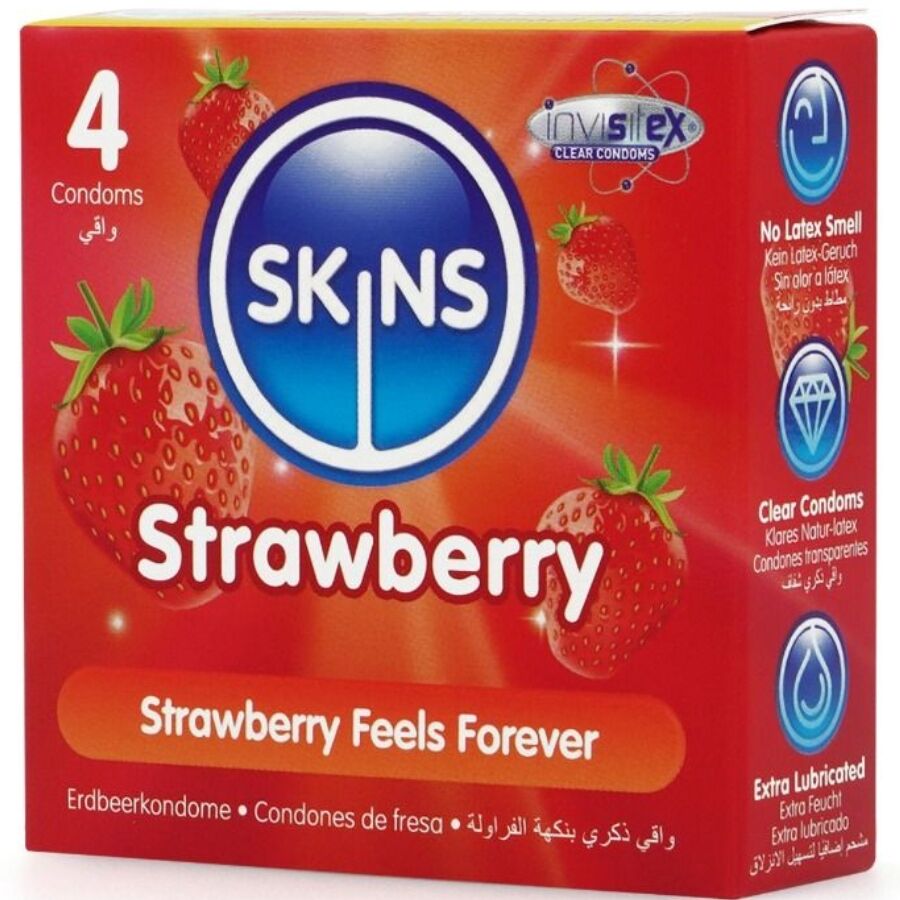 SKINS - PRESERVATIVOS PREMIUM SABOR FRESA PACK 4 - Noctiva