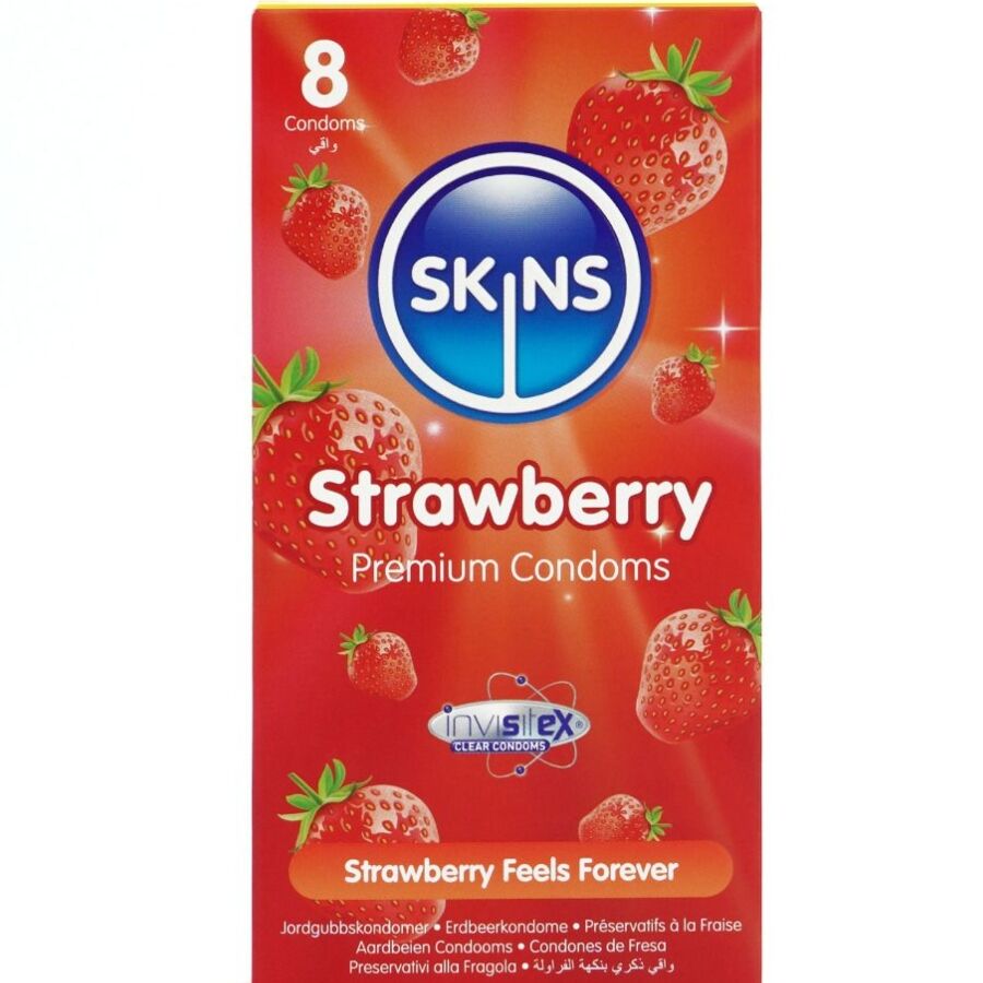 SKINS - PRESERVATIVOS PREMIUM SABOR FRESA PACK 8 - Noctiva