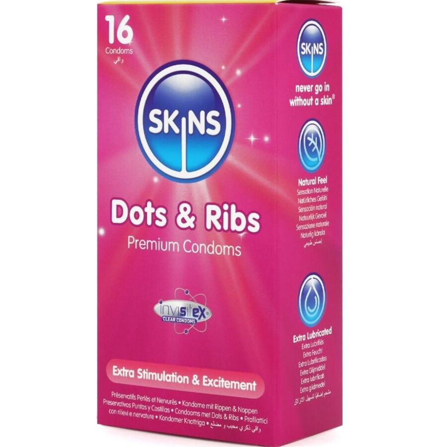 SKINS - DOTS & RIBS PRESERVATIVOS PREMIUM PACK 16 - Noctiva