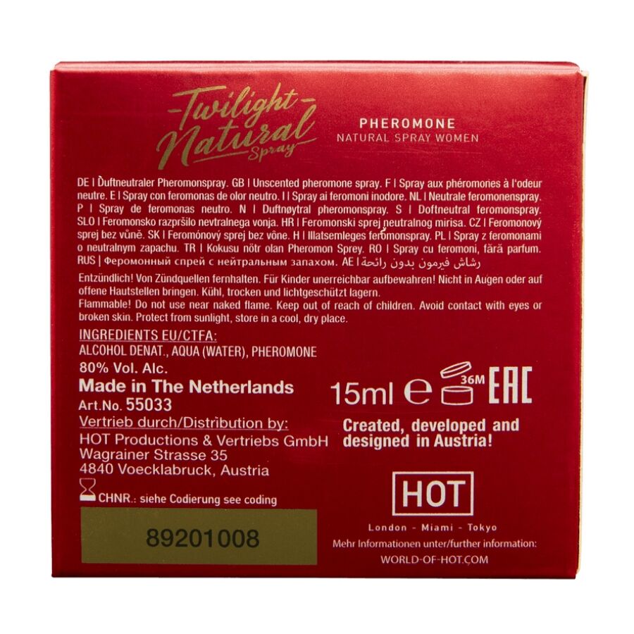 HOT - TWILIGHT NATURAL CON FEROMONAS MUJER 15 ML - Noctiva