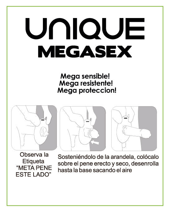 UNIQ - MEGASEX PRESERVATIVOS SENSITIVOS CON LIGUERO SIN LATEX 3 UNIDADES - Noctiva