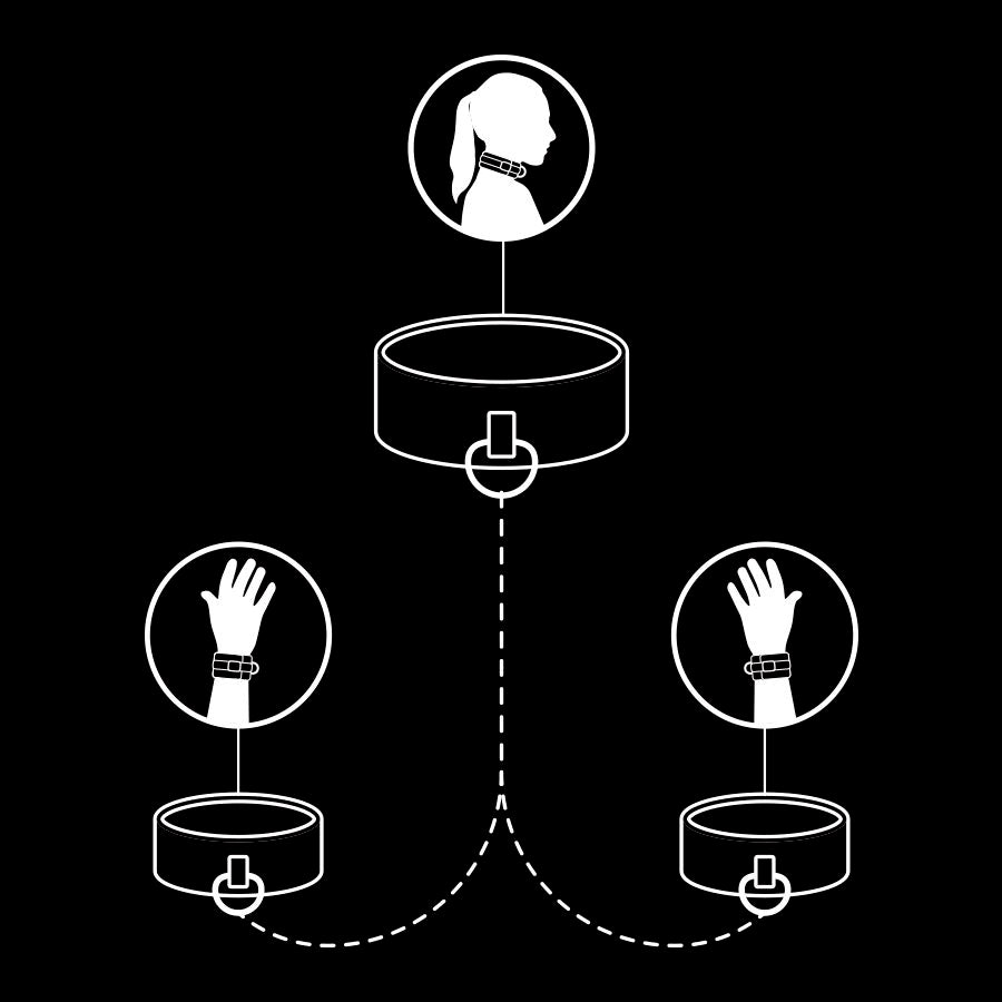 FETISH SUBMISSIVE - COLLAR Y ESPOSAS CUERO VEGANO CON FORRO DE NEOPRENO - Noctiva