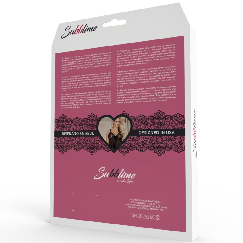 SUBBLIME - BABYDOLL BLANCO ENCAJE FLORAL NEGRO S/M - Noctiva