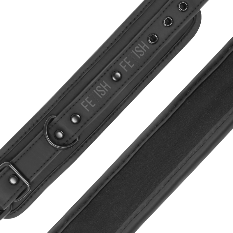 FETISH SUBMISSIVE - COLLAR Y ESPOSAS CUERO VEGANO CON FORRO DE NEOPRENO - Noctiva