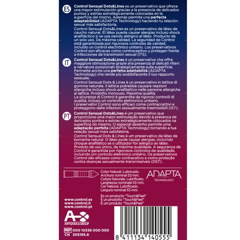 CONTROL - SENSUAL DOTS & LINES PUNTOS Y ESTRIAS 12 UDS - Noctiva