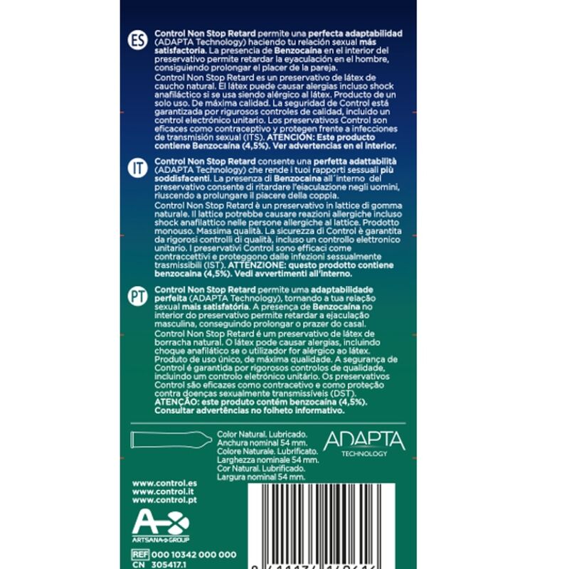 CONTROL - NON STOP RETARD PRESERVATIVOS 12 UNIDADES - Noctiva