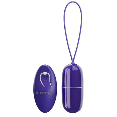 Vibrador en forma de huevo violeta con control remoto oval brillante