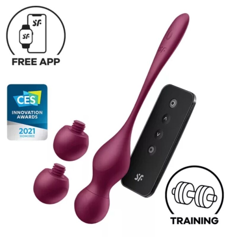 SATISFYER - LOVE BIRDS VARY BOLAS VIBRADORES APP GRATUITA ROJO VINO - Noctiva