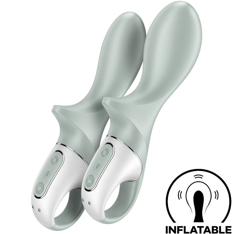 SATISFYER - AIR PUMP BOOTY 3 VIBRADOR ANAL INFLABLE VERDE GRIS - Noctiva