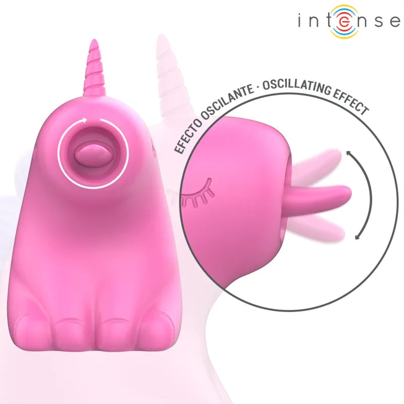 Estimulador unicornio rosa con botón y efecto oscilante