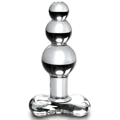 Masajeador de cristal ICICLES con tres esferas metálicas y base de soporte