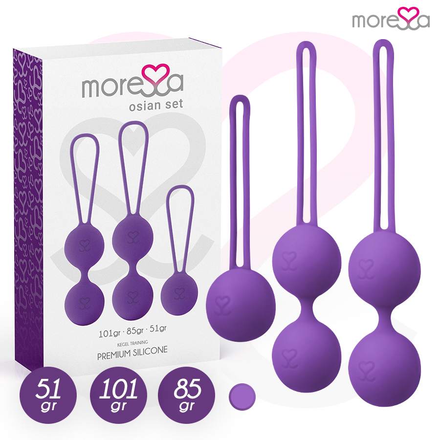MORESSA - OSIAN SET Osian One; 51 Gr / Osian Two; 101 Gr / Osian Three 85 gr PREMIUM SILICONA LILA - Noctiva