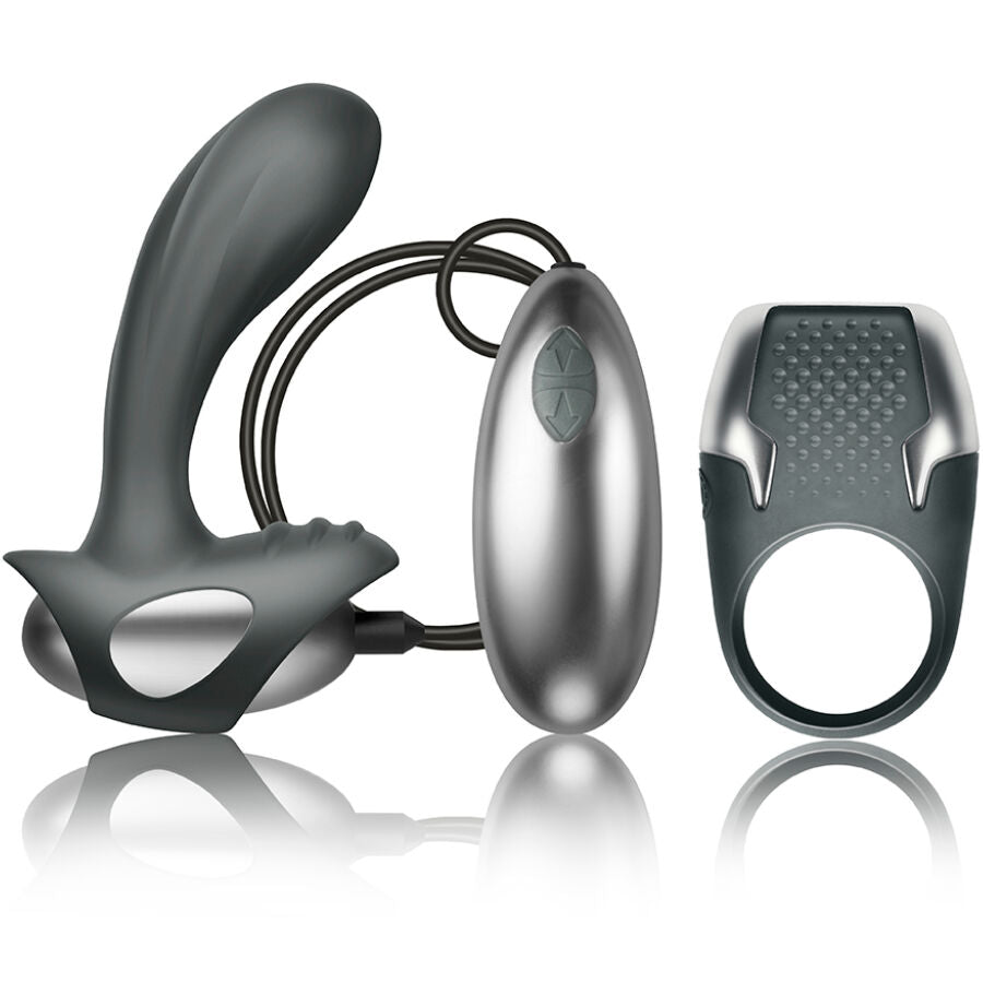 CLIMAXIMUM - EXCITE KIT ANILLO PARA PENE + MASAJEADOR PRÓSTATA CON CABLE - Noctiva