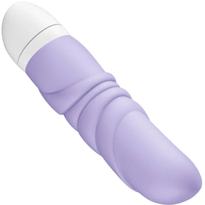 Vibrador mini lila con mango blanco y cabeza redondeada