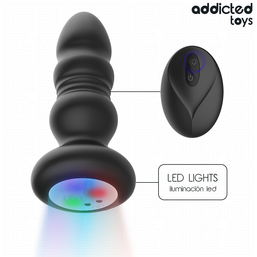 ADDICTED TOYS - PLUG ANAL VIBRADOR THRUSTING Y LUZ LED CONTROL REMOTO - Noctiva