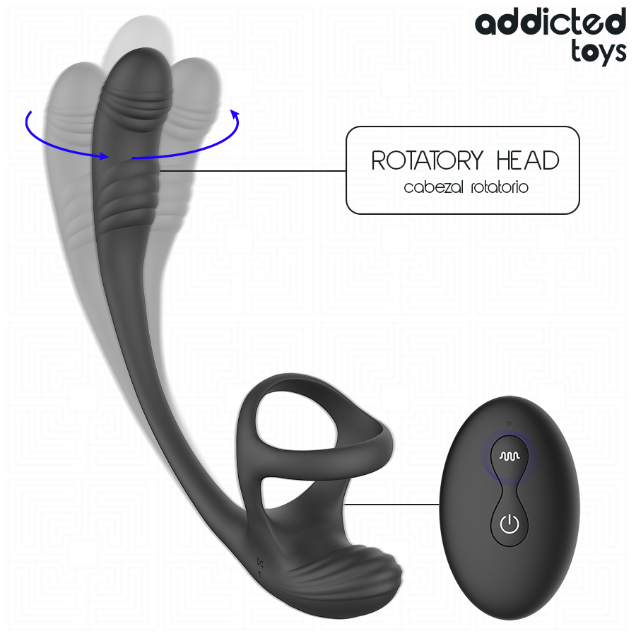 ADDICTED TOYS - PLUG ANAL VIBRACIÓN Y WAVING 360º Y ESTIMULADOR TESTÍCULOS - Noctiva