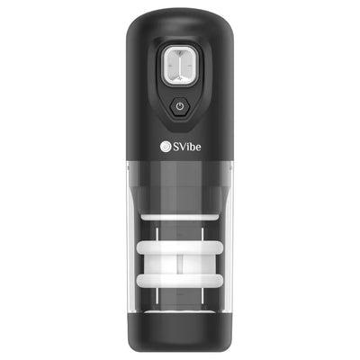 Masturbador negro SVibe con ventana translúcida y panel de control superior