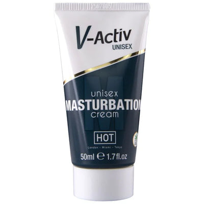 Crema de masturbación unisex HOT con CBD en tubo blanco, tapa estriada