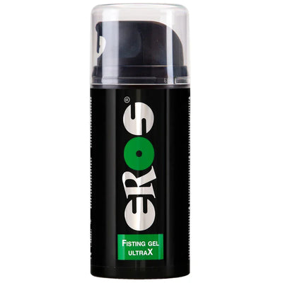 Gel lubricante para fisting EROS en botella negra con tapa transparente