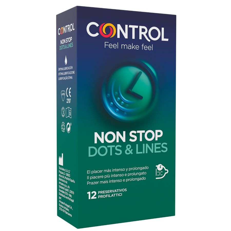 CONTROL - NONSTOP PUNTOS Y ESTRIAS PRESERVATIVOS 12 UNIDADES - Noctiva